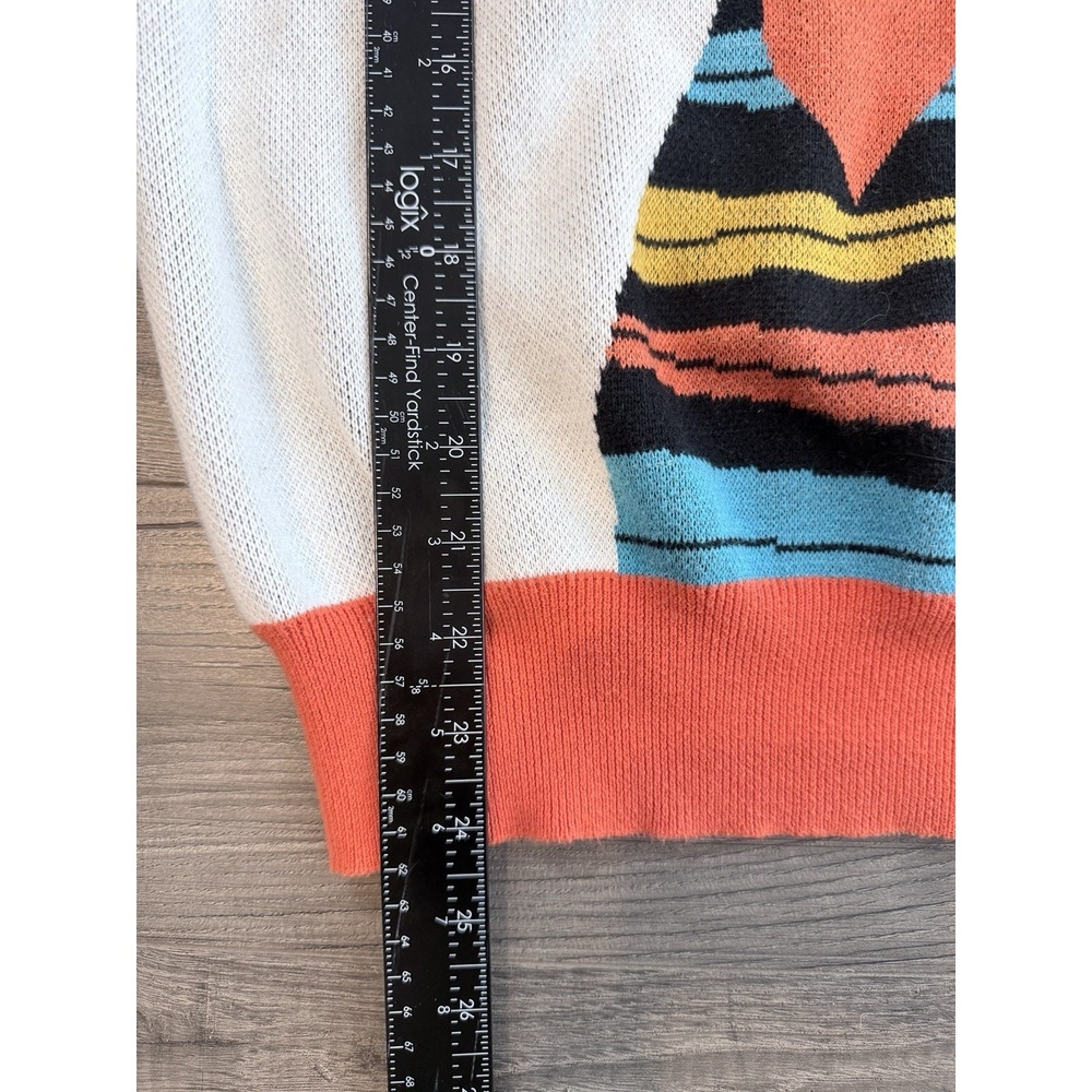 OXKNIT Retro Mod Cat Intarsia Knit XL 100% Cotton 60s 70s Novelty Art Sweater - Picture 6 of 6